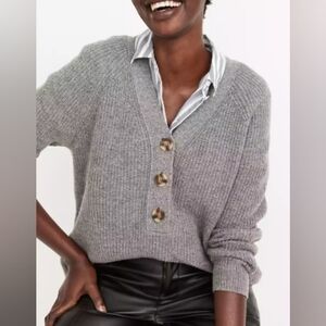 Madewell Lyle Henley Button-Up Women's Sweater Heather Grey Small